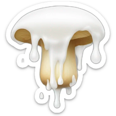 White milk droplets spurting from mushroom top sticker
