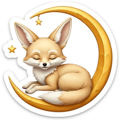 fennec sleeping on a moon sickle  sticker