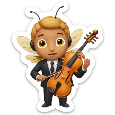 Bee playing violin on his shoulders sticker