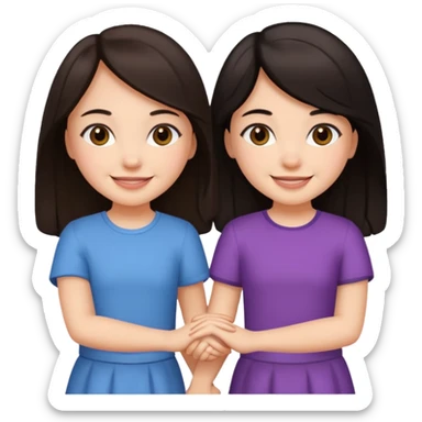 Two friends holding hands girls dark hair sticker