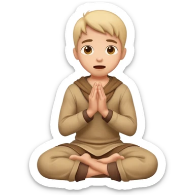 character kneeling and begging with expressive face sticker