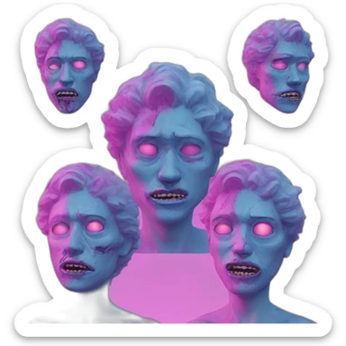 Vaporwave person, half person face half zombie face sticker