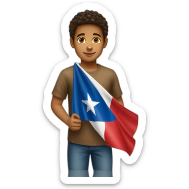 Young brown boy with Cuban flag  sticker