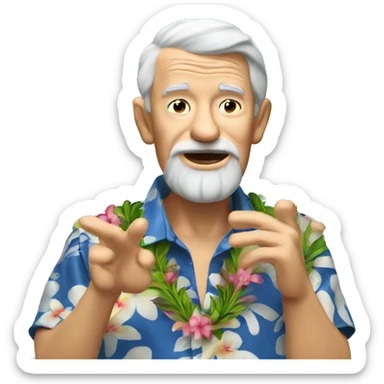 old man in hawaiian shirt blowing a kiss sticker