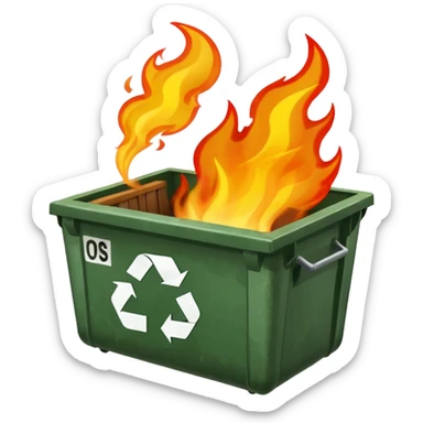 Dumpster fire thumbs down sticker