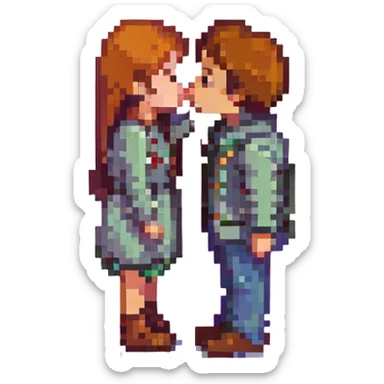 a couple kissing sticker
