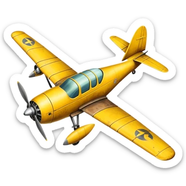 yellow propeller plane sticker