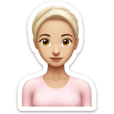 Aesthetic Ukrainian yoga girl in light pink yoga outfit sticker