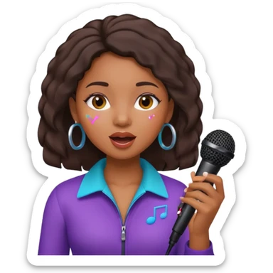 African American girl singing with microphone in her hand Abe music notes everywhere sticker