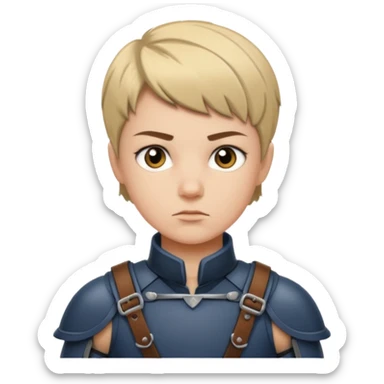 A young legionnaire with short hair, leather straps, and determined focused eyes.
 sticker