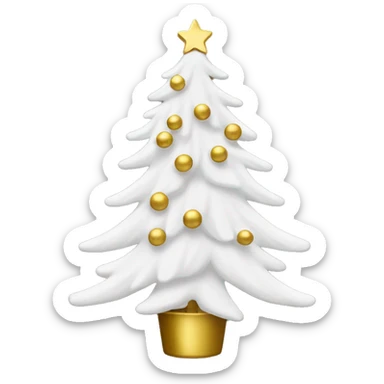  actual white fir christmas tree white and gold decorations.  sticker