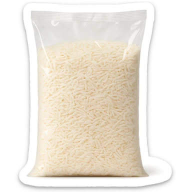 Realistic style transparent bag of white rice, natural details, no background. sticker