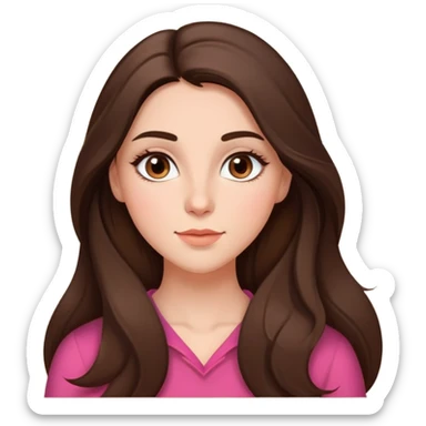 Prettyish, brunette with brown almond shaped eyes and long hair with rosy cheeks sticker