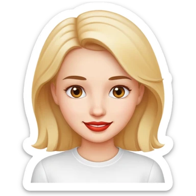 smiling girl in white shirt make lips full sticker