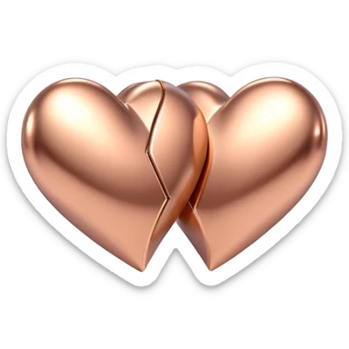 Two rose gold hearts interlinked, metallic finish sticker