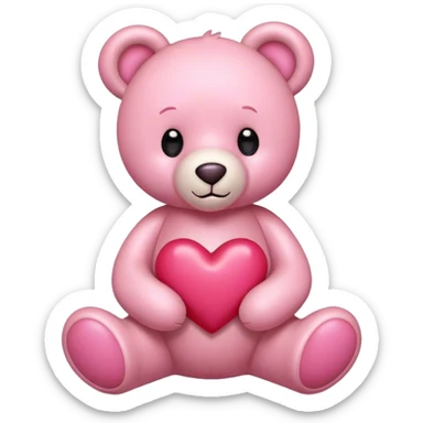 pink cute teddy bear sending hearts and love sticker