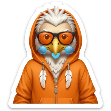 eagle with orange hoodie wearing sunglasses sticker