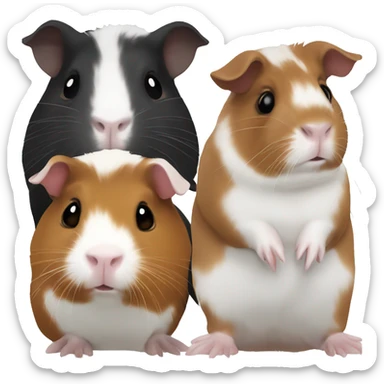 guinea pig black white and a little brown sticker