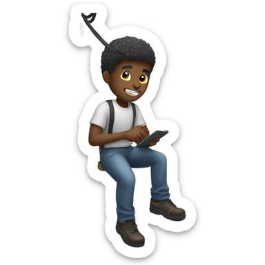 Black guy working on a telephone pole  sticker