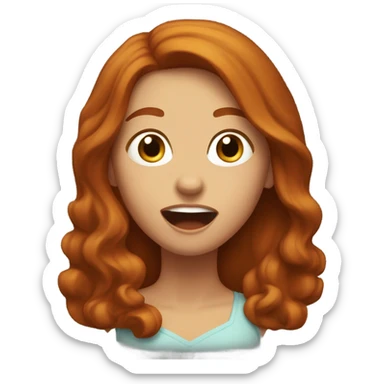 Girl with long auburn hair,  omg jaw open sticker