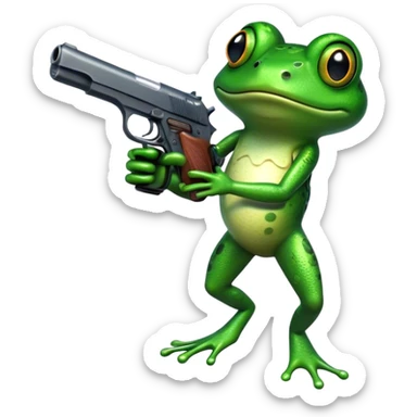 Frog with gun sticker