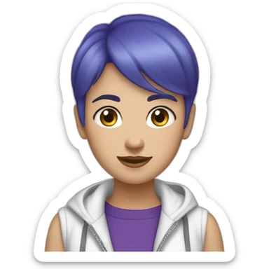 Blue purple short hair jacket white girl sticker
