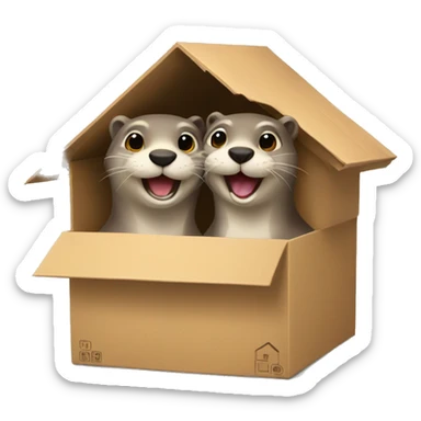 Happy Otter couple moving in a new Home sticker
