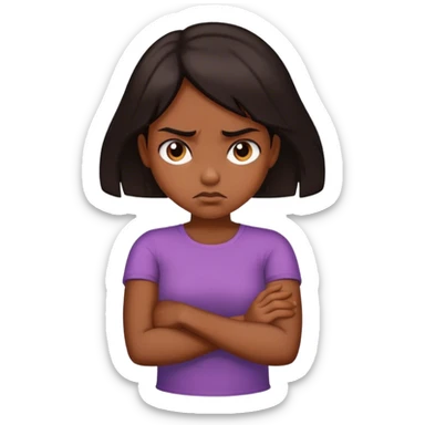girl dark hair crossing arms mad sticker