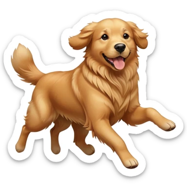 Golden retriever dog running at full speed sticker