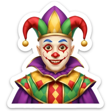 crazy colorful human jolly joker, medieval, vintage, court jester sticker