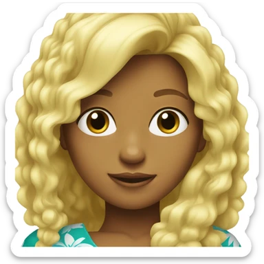 blonde girl hawaian  sticker