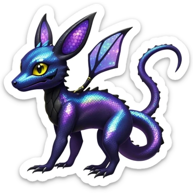 Sparkly Iridescent Shiny Salandit-Umbreon-Fakémon-hybrid-creature (full body)  sticker