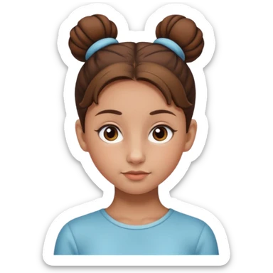 Normal skinned, tiny nosed, brown haired girl with sleek buns sticker