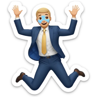 a man in a formal suit jumps with joy sticker