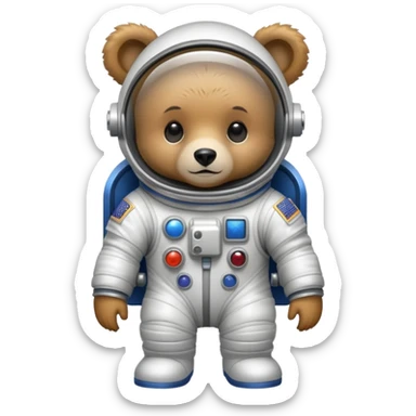 Generate a full set of emojis "A bear cub in a spacesuit" sticker
