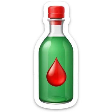 Bouteille de jet 27 avec un liquide vert à l’intérieur et un bouchon rouge sticker