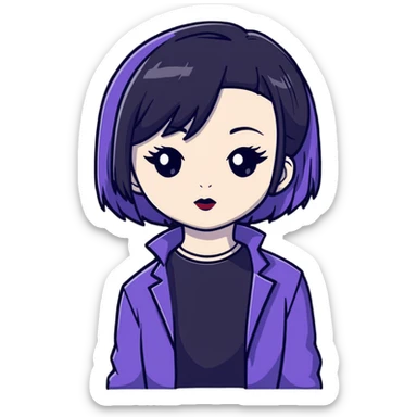 pale skin goth girl with black hair sticker