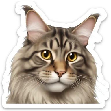 Maine Coon with a stupid face and butterfly on his nose sticker