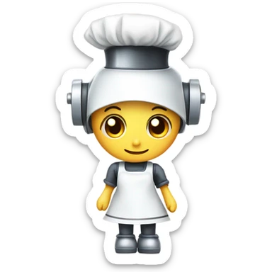 Robot wearing a maid apron and hat sticker