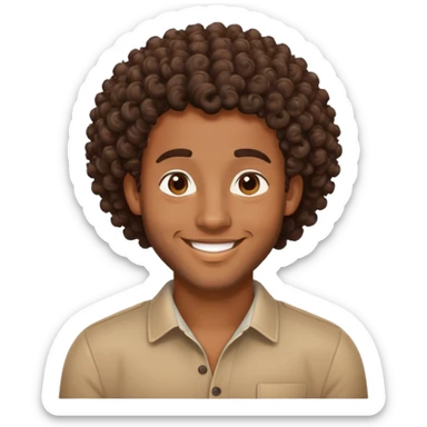 Black handsome guy with curly hair smiling  sticker