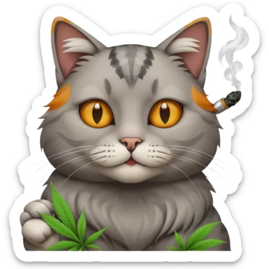 cat smoking marijuana sticker