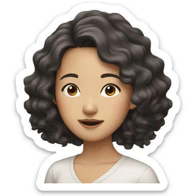 asian girl with loose curls sticker