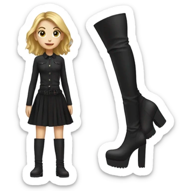 girl wearing tall platform black boots sticker