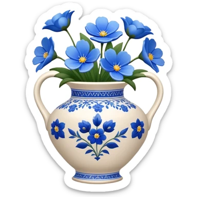 vase of blue flowers sticker