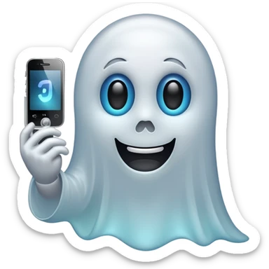 ghost emoji with a phone beside sticker