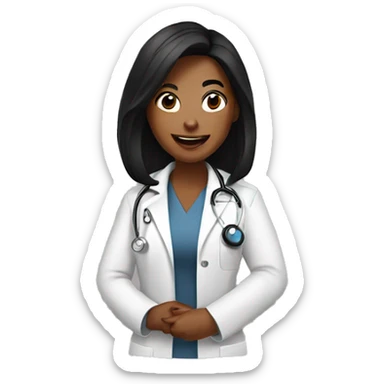 A female doctor with black hair Recording podcast sticker