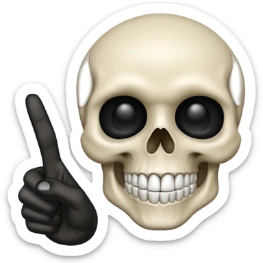 Skull emoji pointing with hand to the right at something sticker