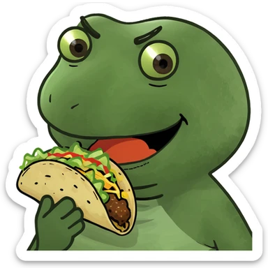 Person winking while eating a taco sticker