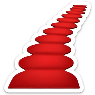 Minimalist emoji-style sticker of a blood-red carpet shaped like a thick trail or drop, flat vector design, no shadows. sticker