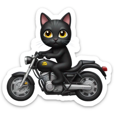 Black cat riding motorcycle  sticker